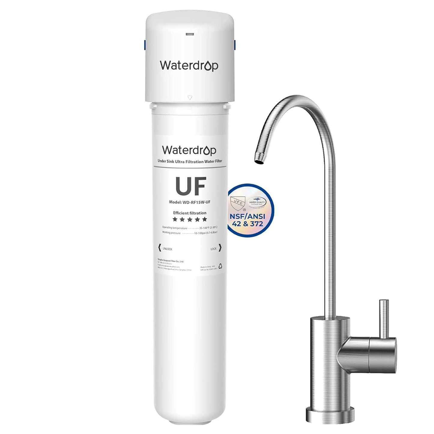 Waterdrop 15UBW-UF Ultra Filtration Under Sink Water Filter System