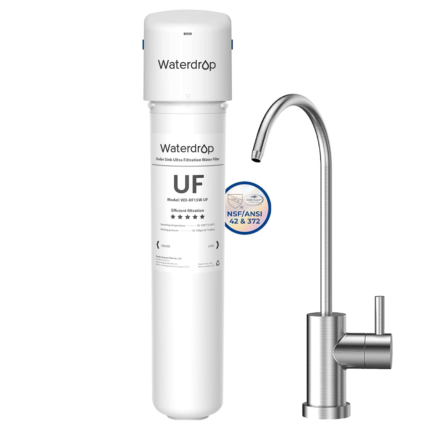 Waterdrop 15UBW-UF Ultra Filtration Under Sink Water Filter System