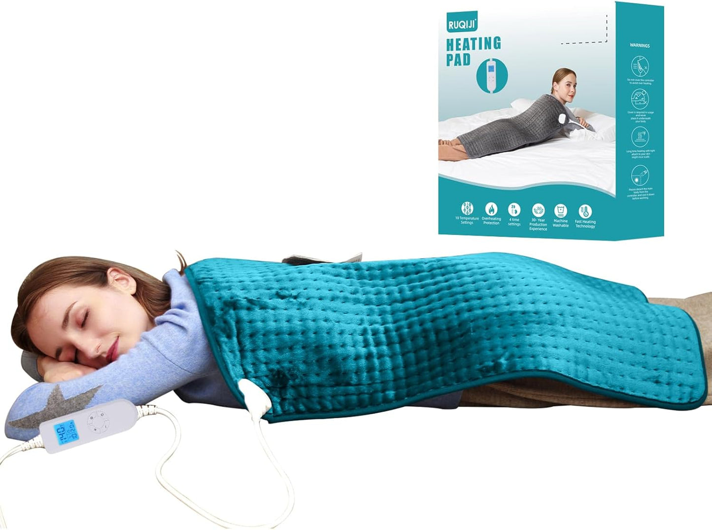 Ruqiji XXXL King Size Heating Pad for Pain Relief and Comfort