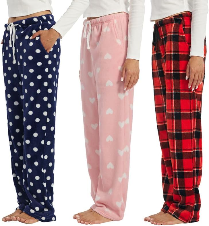 3-Pack Womens Fuzzy Pajama Pants for Cozy Sleepwear Essentials