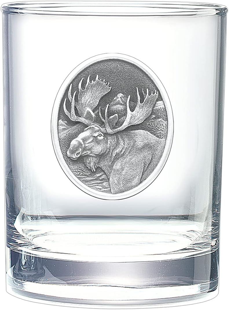 Heritage Pewter Moose Double Old Fashioned Glass for Liquor