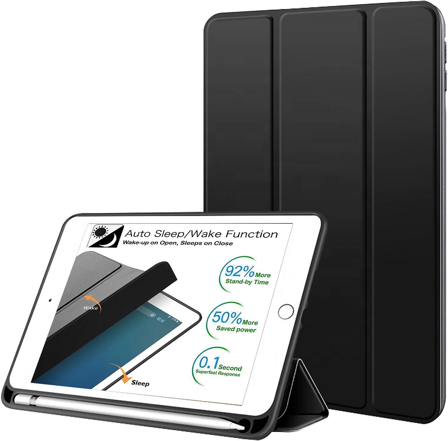 DuraSafe iPad 9 8 7 Case with Pencil Holder - Durable Protection