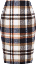 Women's High-Waisted Wool Plaid Midi Pencil Skirt for Chic Style