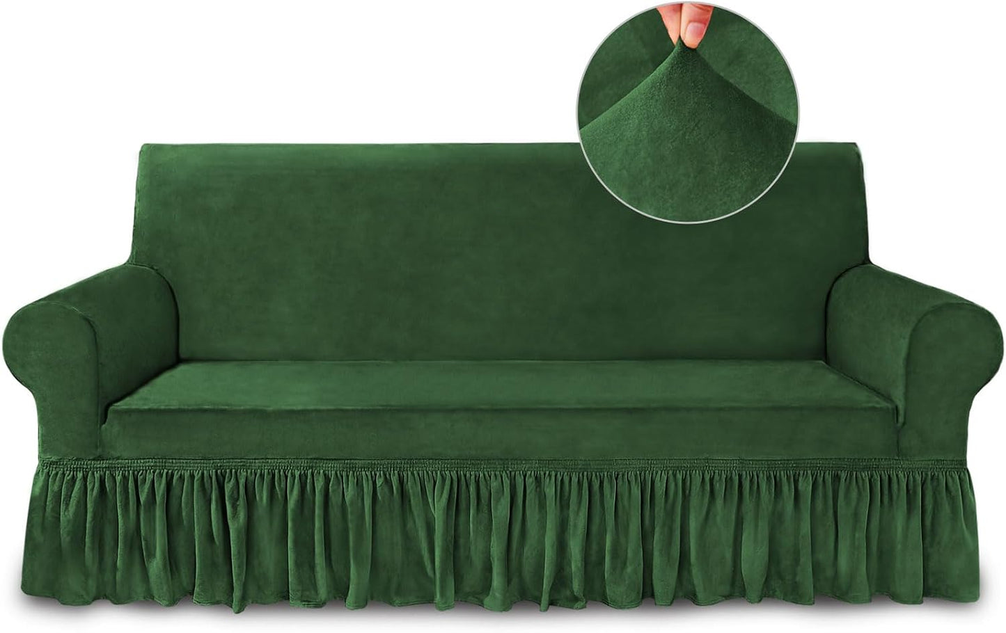 Super Soft Green Sofa Cover for Stretchable Couch Protection