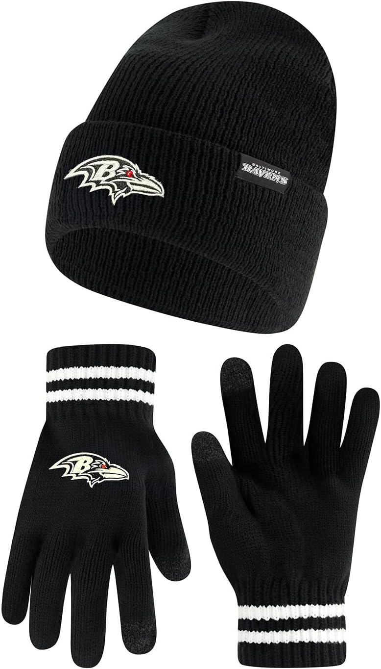 Ultra Game NFL Super Soft Marled Winter Beanie and Gloves Set