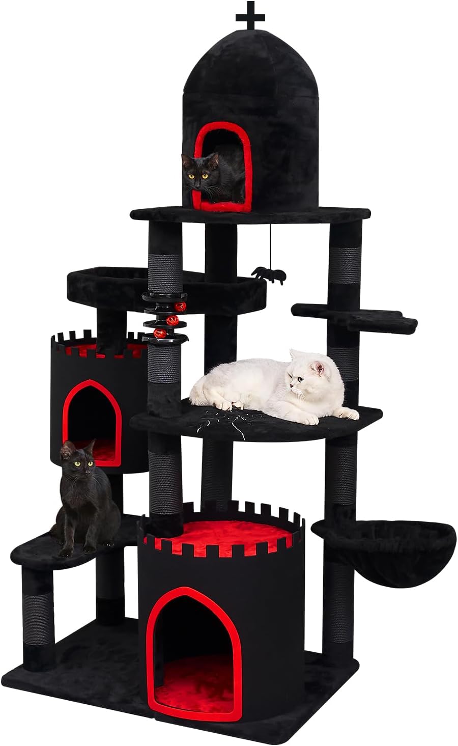 Gothic Castle Cat Tree with Coffin Bed for Large Cats