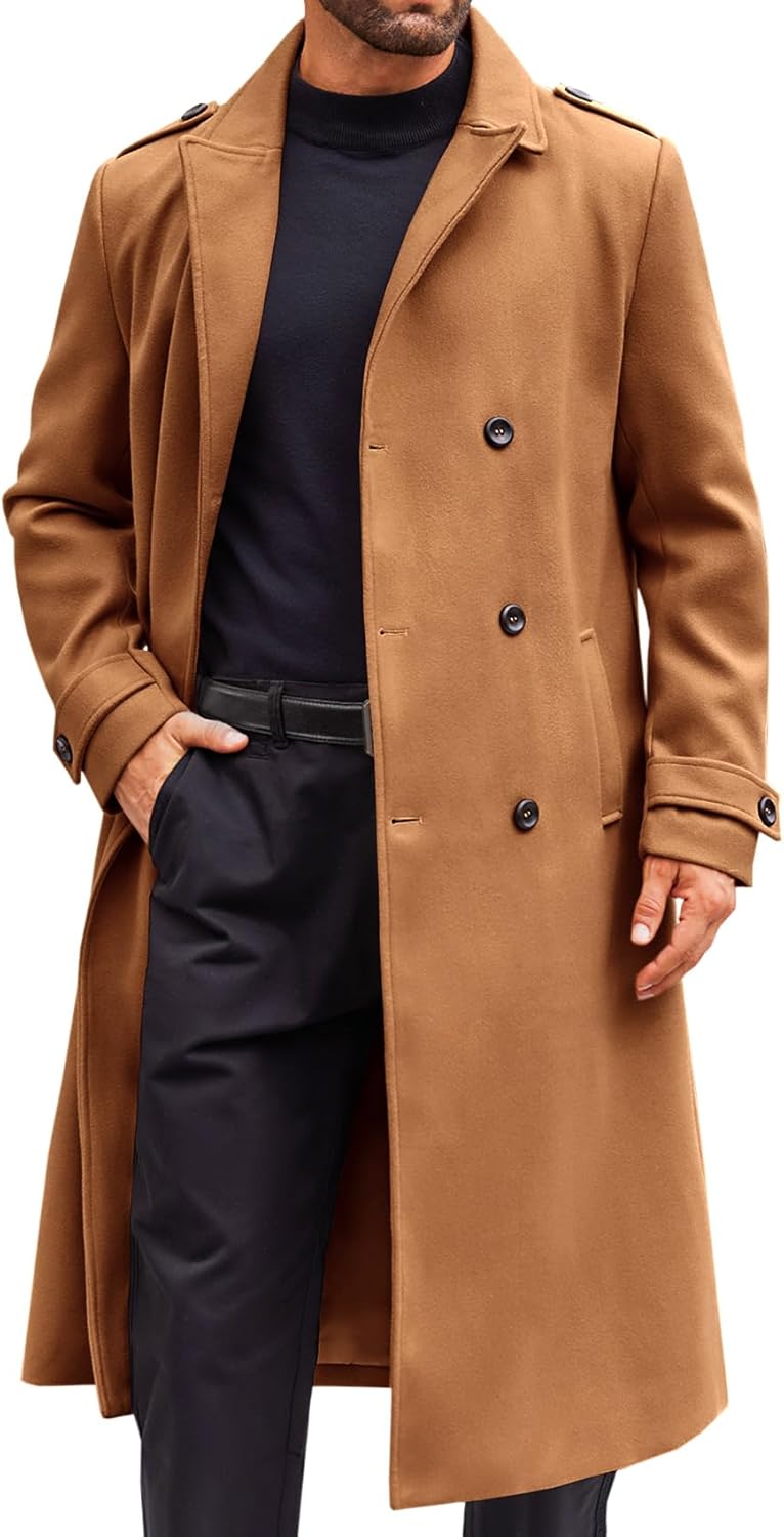 Runcati Mens Double Breasted Trench Coat for Classic Style