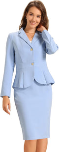 Chic 2 Piece Women's Suit Set with Blazer and Pencil Skirts
