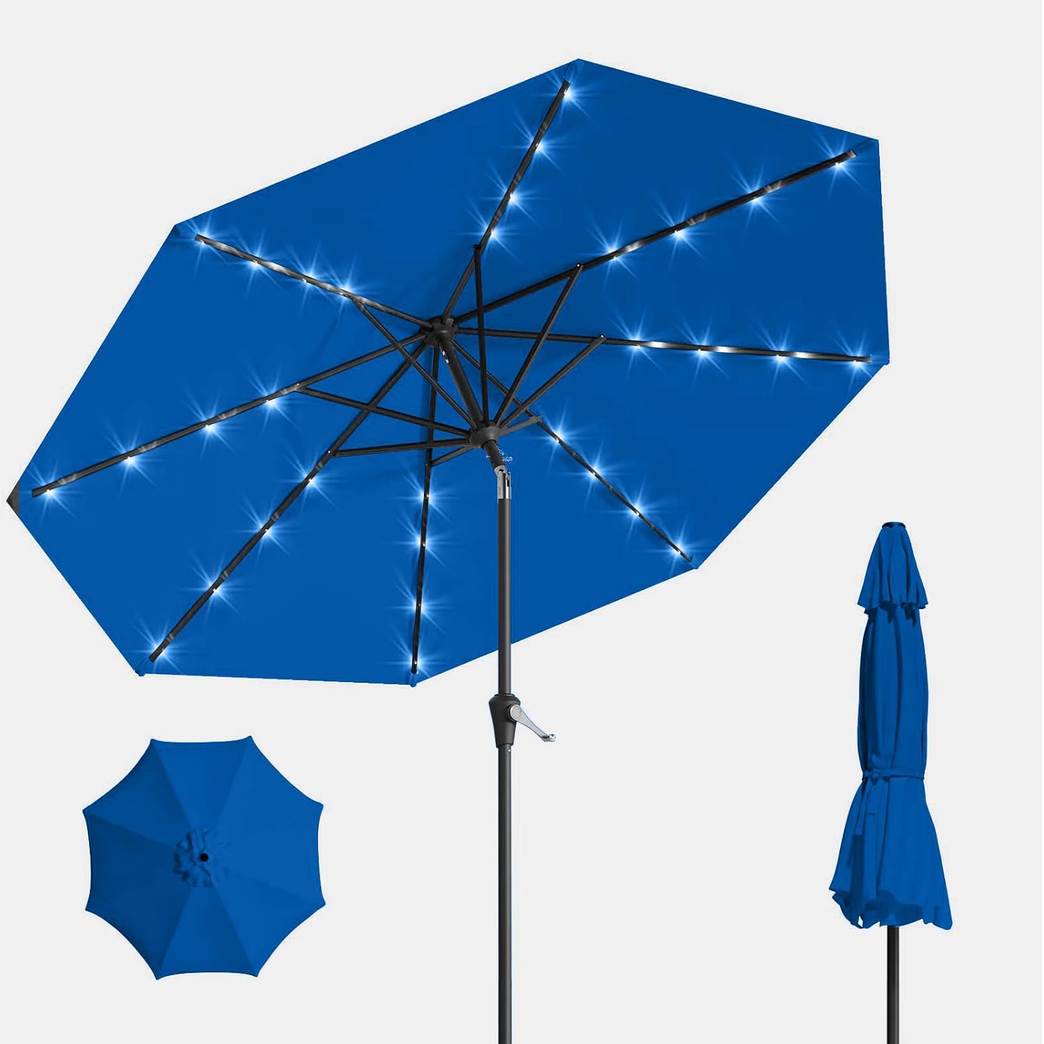 9FT Solar Umbrella with 32 LED Lights for Outdoor Relaxation