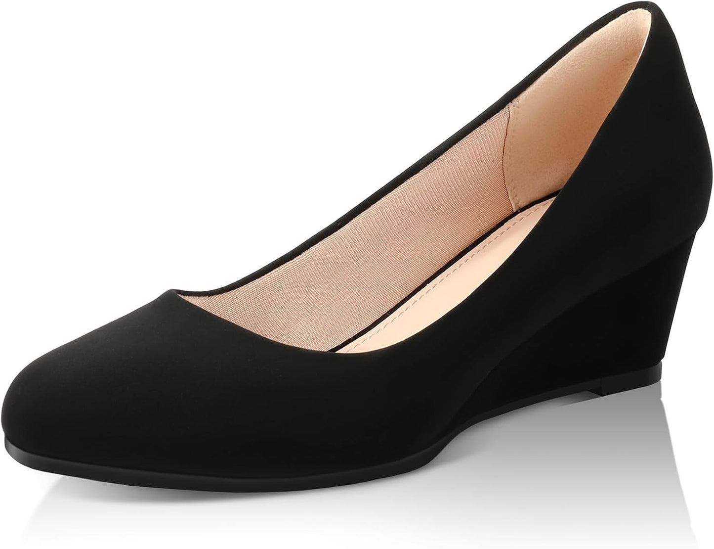 Ankis Black Nude Silver Gold Wedges for Women - 2 Inch Comfort
