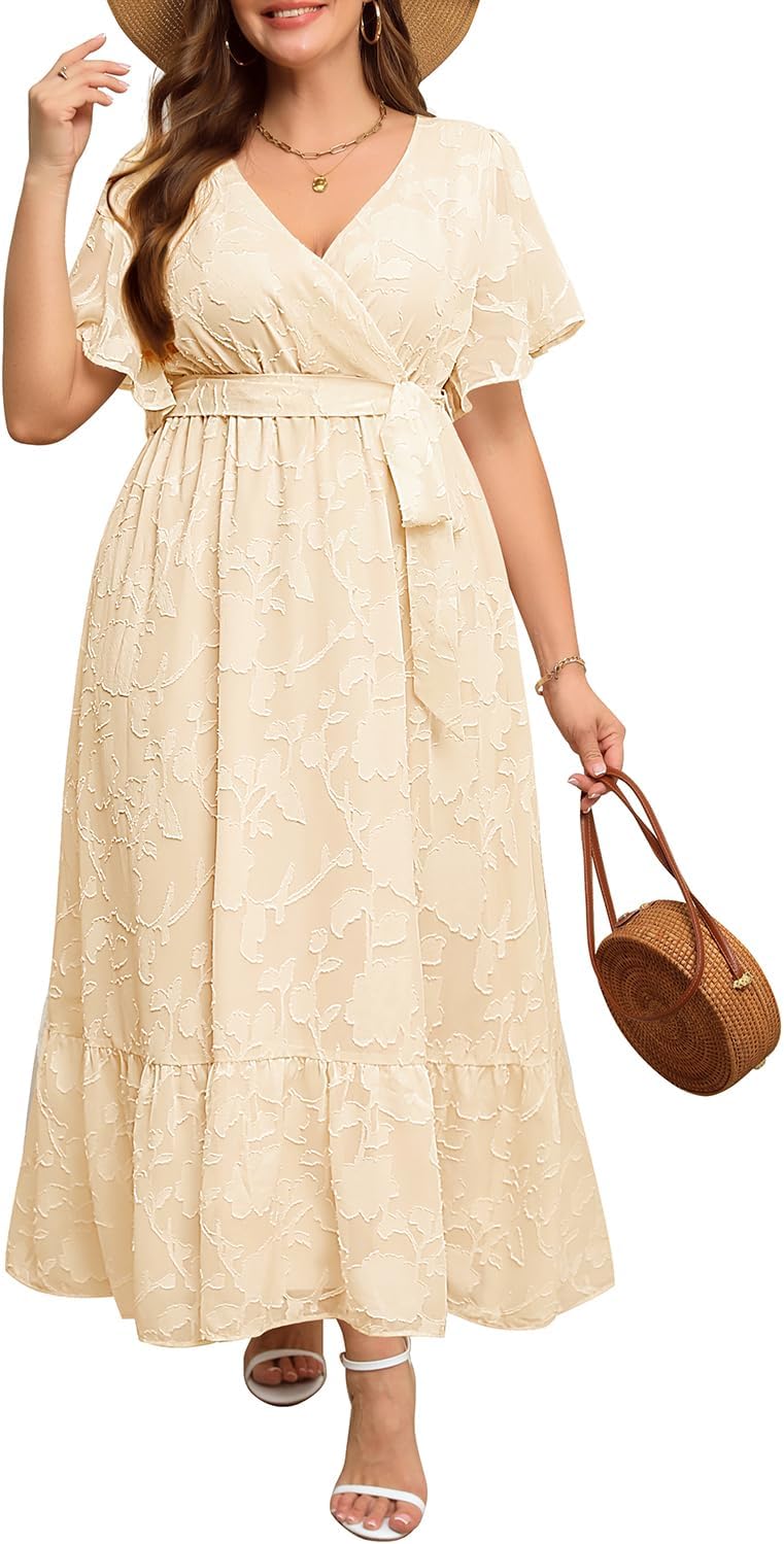 Elegant Plus Size Maxi Dress for Wedding Guests and Events