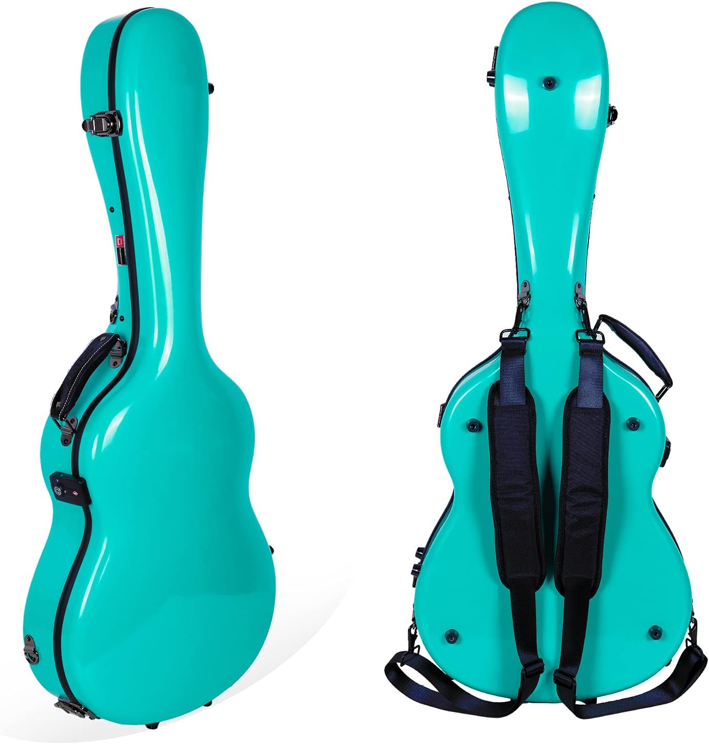 Crossrock Deluxe Fiberglass Guitar Case - TSA Lock, Mint Blue