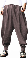 AITFINEISM Men's Aladdin Harem Pants - Soft Drop Crotch Comfort Shoes