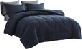 Full Size Comforter Set 7 Pieces Bed in a Bag - Reversible Navy