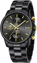 Mens Stainless Steel Chronograph Watch for Men - Auto Date
