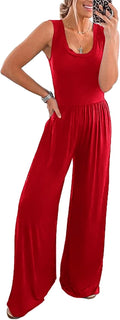 Women's Wide Leg Sleeveless Jumpsuit - Flattering Summer Romper