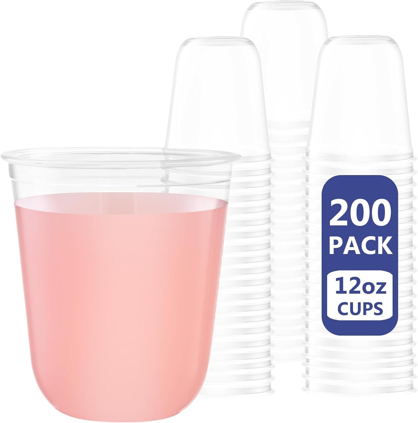WELLIFE 12 oz Clear Plastic Cups for Parties and Events