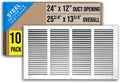 24x12 Steel Return Air Grille 10 Pack - Durable White Vent Cover