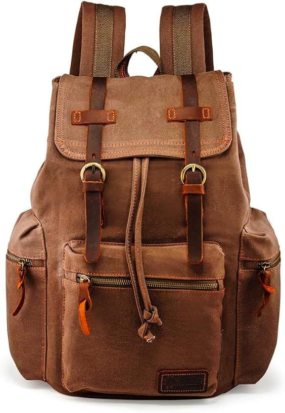 GEARONIC Vintage Canvas Backpack for Travel and Hiking Use