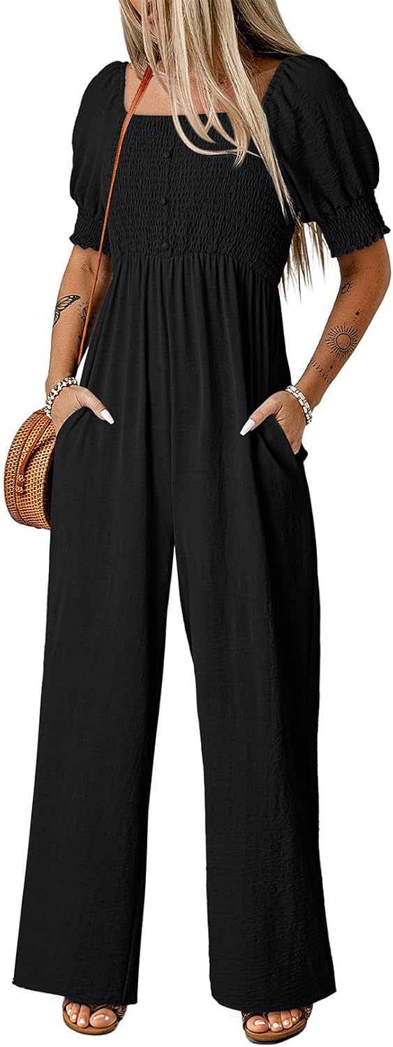 Dokotoo Summer Jumpsuits for Women with Lantern Sleeves
