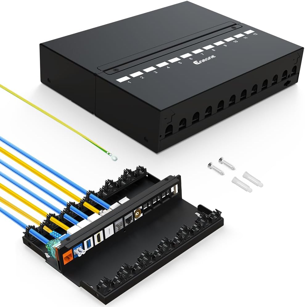 12 Port Blank Keystone Patch Panel for Home and Office Networks