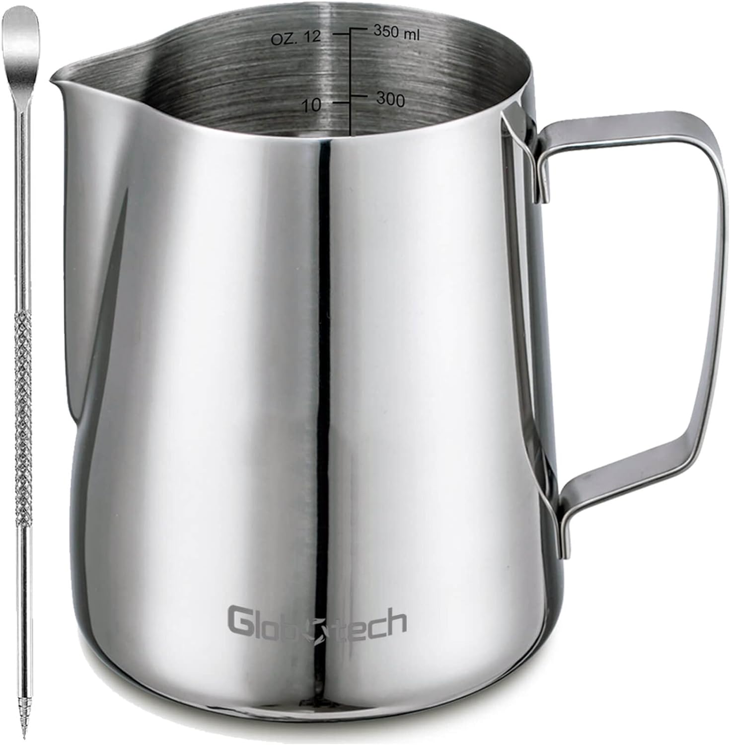 GLOBOTECH 12 Oz Milk Frothing Pitcher - Perfect Latte Art!