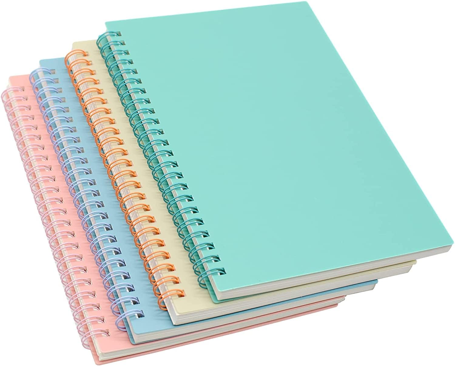 Yansanido 4 Pcs A5 Ruled Spiral Notebooks - Thick, Durable, Ideal for Study & Notes!