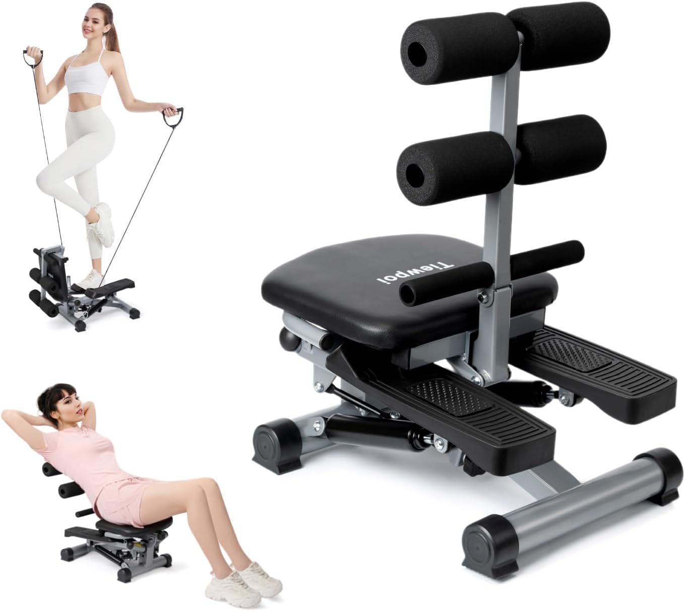 Adjustable Stair Stepper with Resistance Bands - Tone