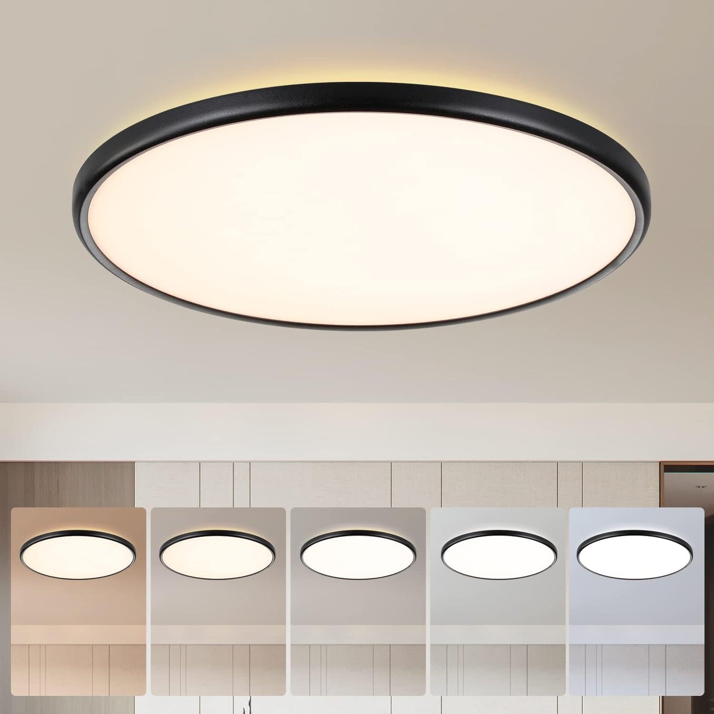 TALOYA 18 Inch Black Flush Mount LED Ceiling Light Fixture