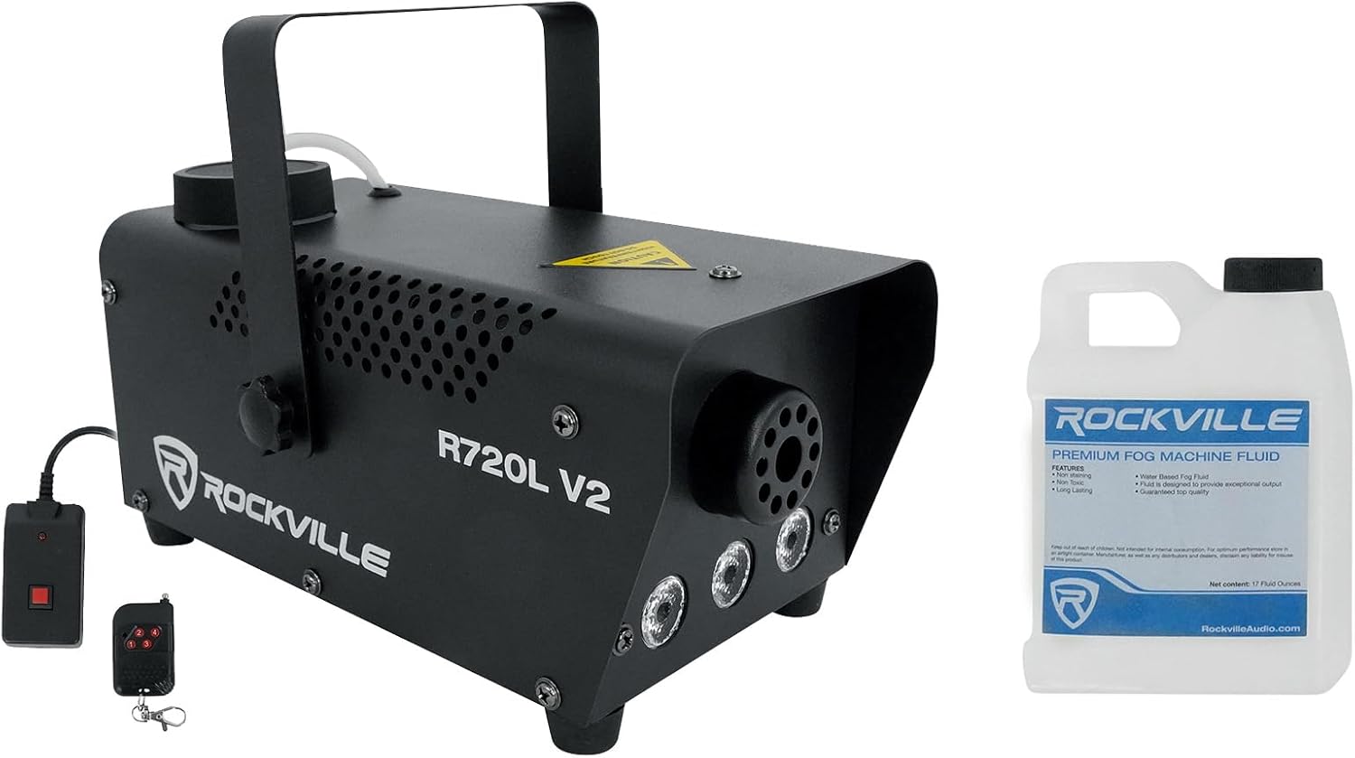 Rockville R720L Fog Machine with Remote and Multi Color LED Lights