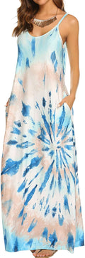 Women's Floral Summer Maxi Dress with Pockets - Flowy V-Neck