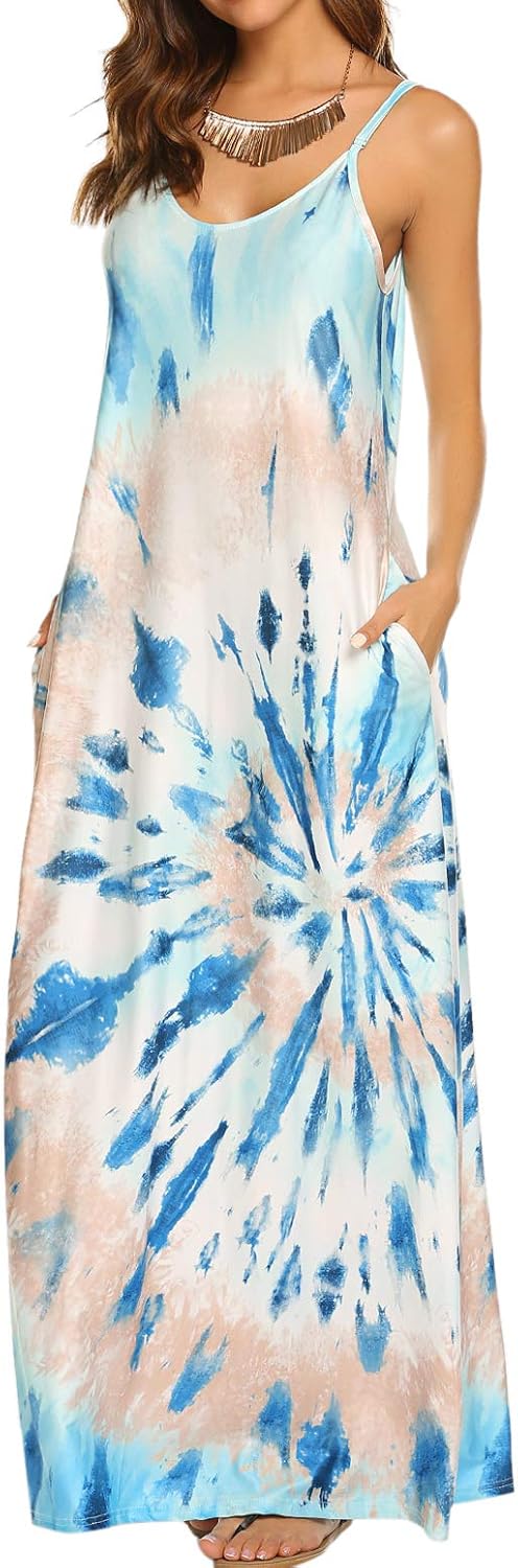 Supnier Women's Summer Maxi Dress with Pockets for Comfort