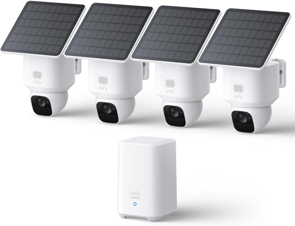 eufy Security SoloCam E30: 4-Cam Kit, Wireless Outdoor, Solar Powered, AI Tracking