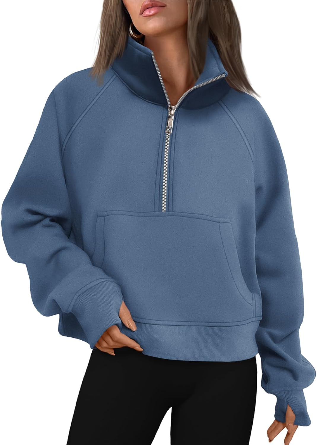 AUTOMET Womens Half Zip Cropped Pullover for Fall Fashion