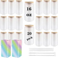Frosted Sublimation Glass Cups With Bamboo Lid 16oz Tumblers
