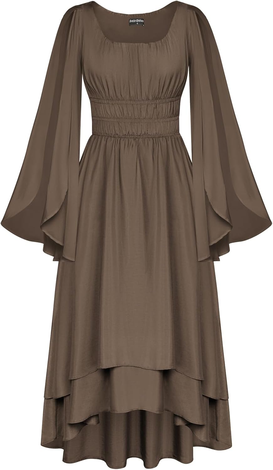 Renaissance Costume High Low Dress with Split Bell Sleeves