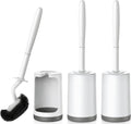 Toilet Bowl Brush Holder Set Curved Design for Deep Cleaning - 3 Pack