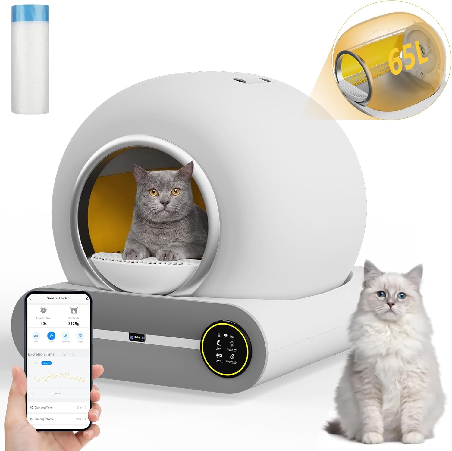 Smart Self-Cleaning Litter Box with App Control for Multiple Cats