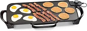 Presto 22-inch Electric Griddle with Removable Handles for Easy Use