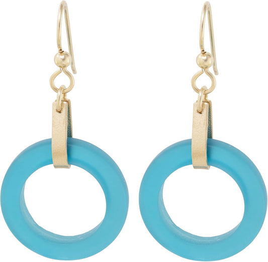 Round Matte Black Recycled Glass Earrings by Tahmi