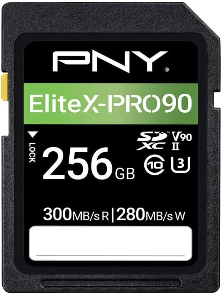PNY 256GB EliteX-PRO90 UHS-II SDXC Memory Card for 8K UHD