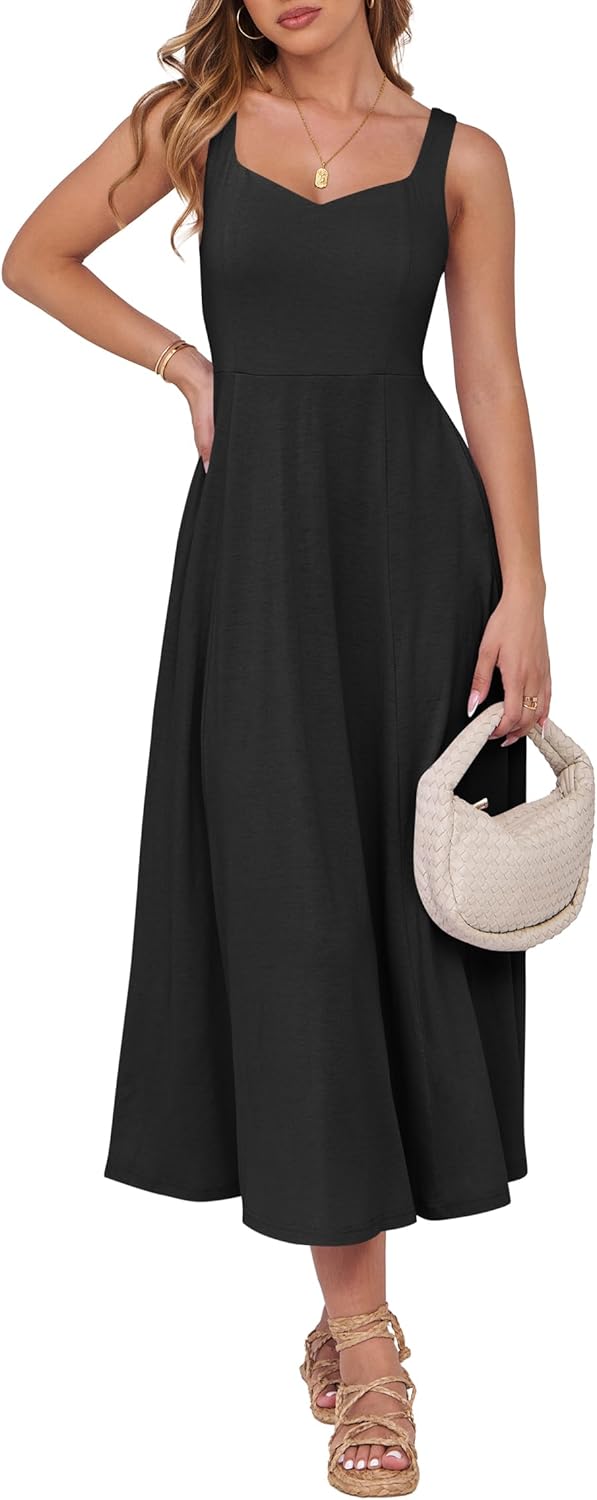 ANRABESS Women Summer Casual Dress with Pockets for Vacation