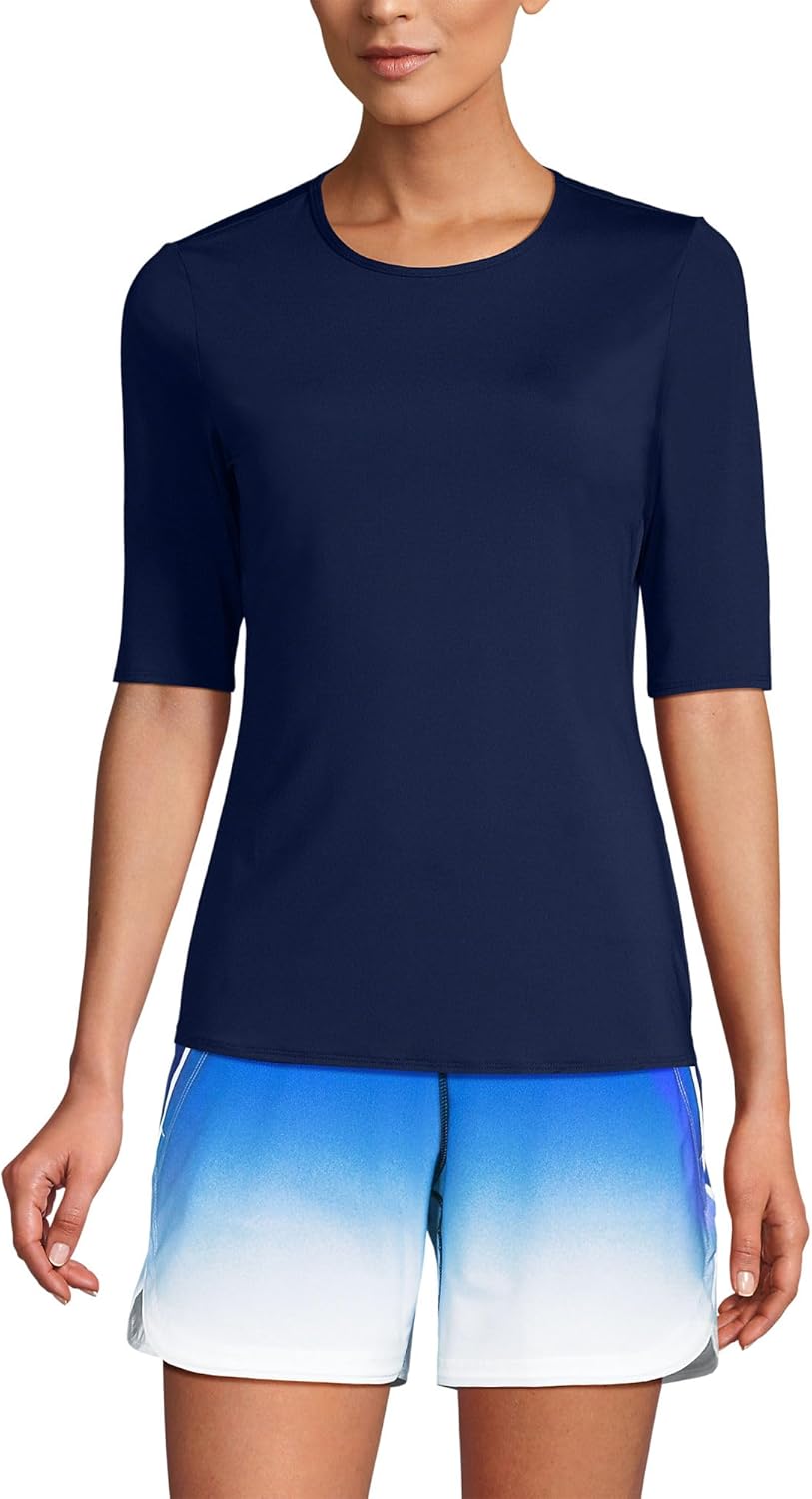 Lands' End Women's Sunshade UPF 50 Elbow Sleeve Rash Guard