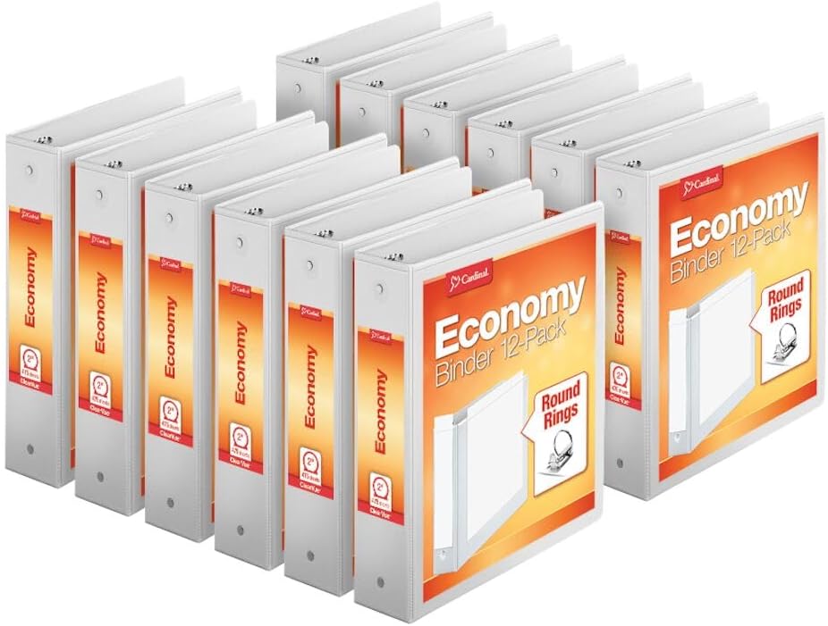 Cardinal Economy 3-Ring Binders, 2in Round Rings, 12 Pack