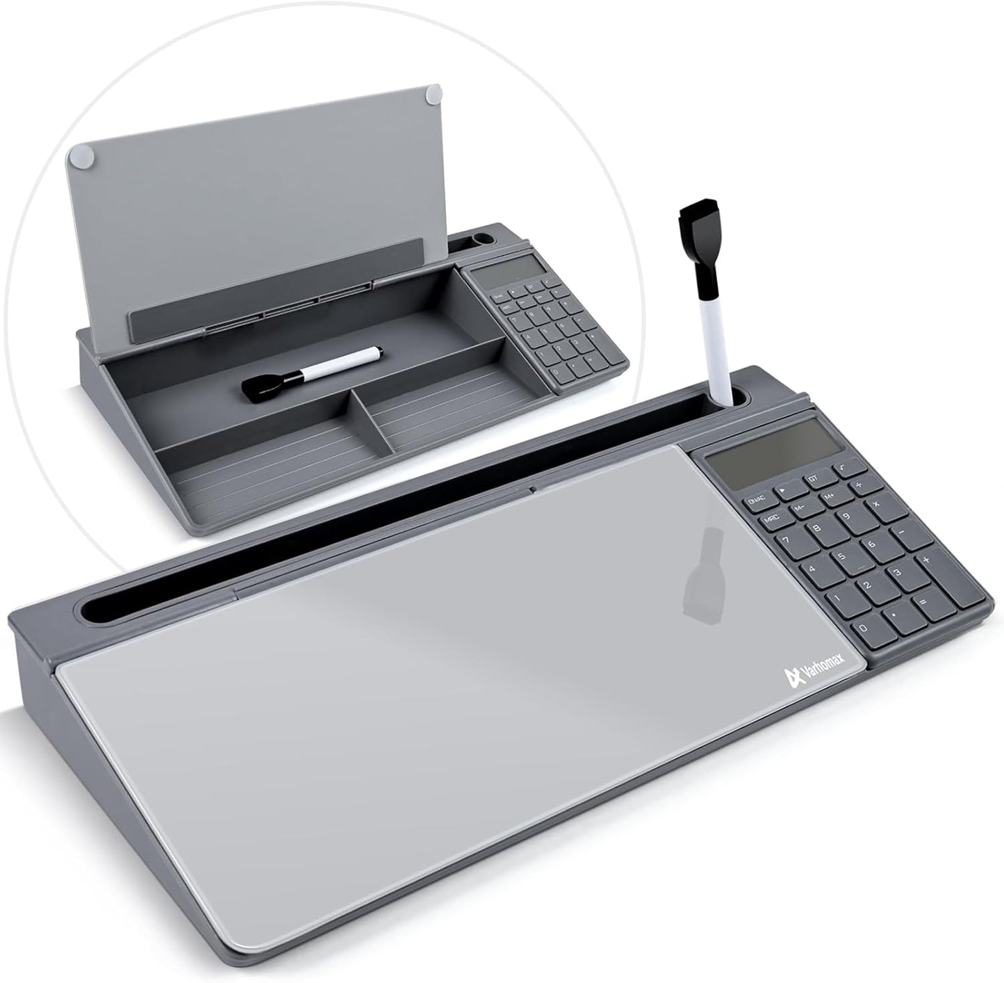 Varhomax Glass Desk Whiteboard with Calculator for Home Office