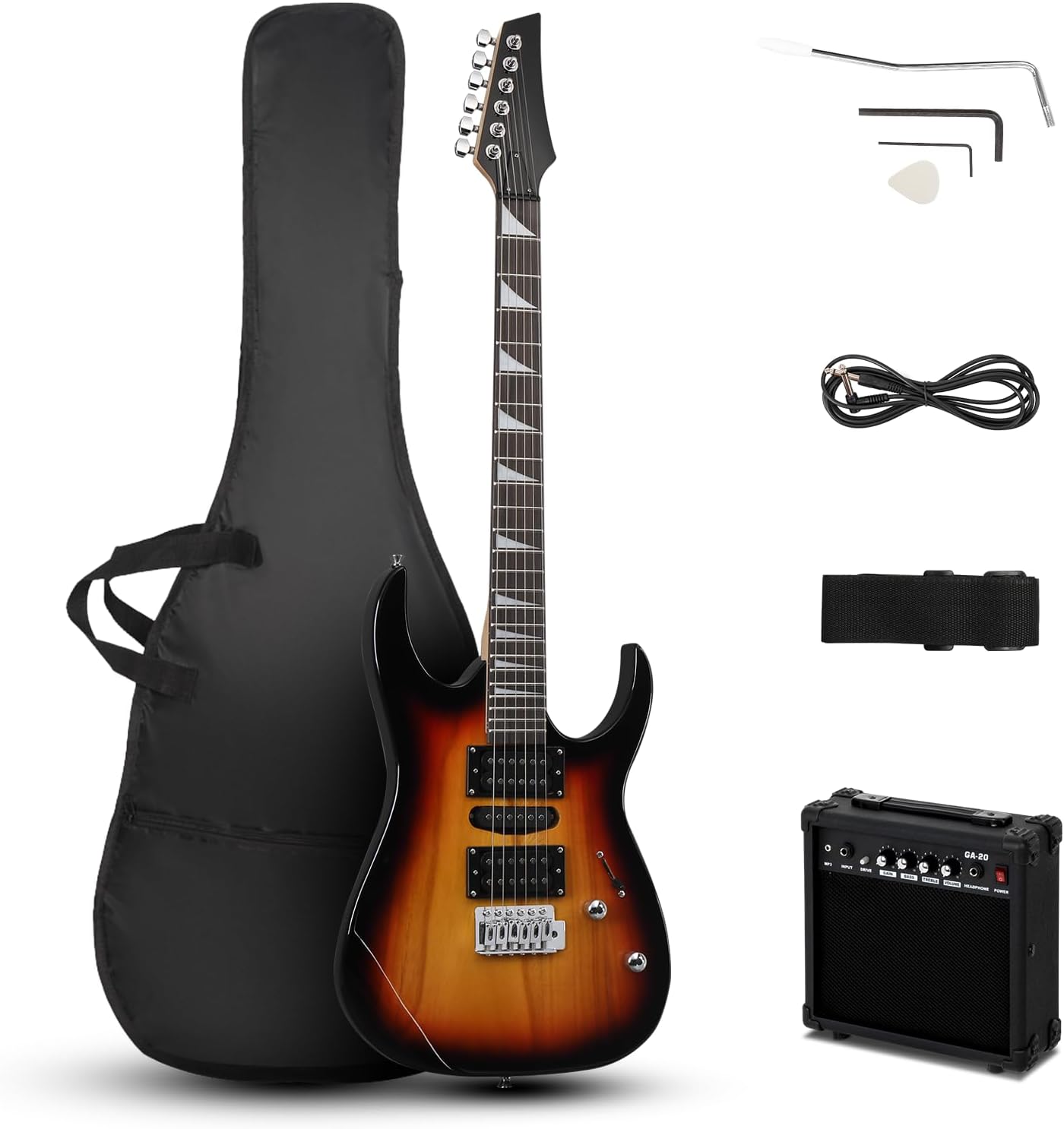 Ktaxon 39in Electric Guitar Kit with 20W Amp for Beginners