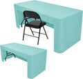 Nasitos 2 Pack Aqua 8ft Tablecloth Fitted - Open Back, Wrinkle