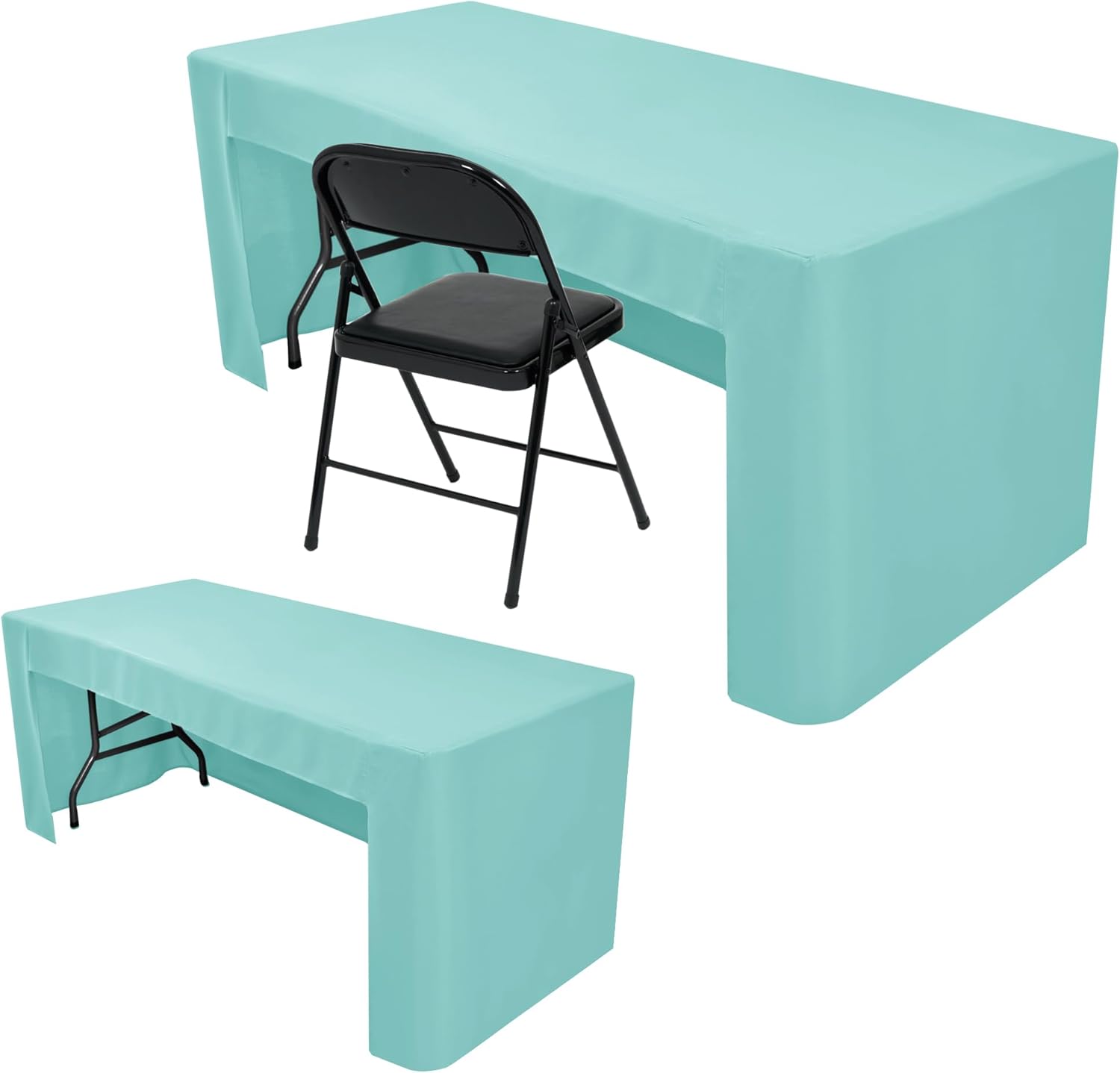 Nasitos 2 Pack Aqua 8ft Tablecloth Fitted for Events and Shows