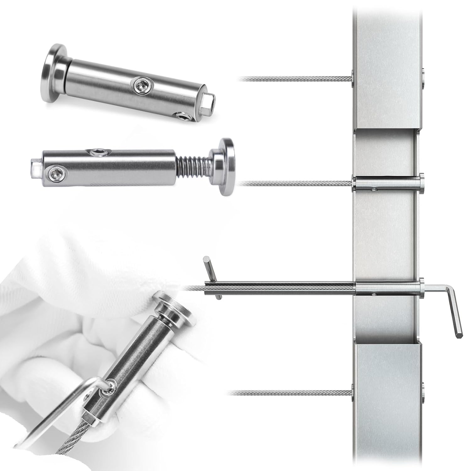 Muzata 20 Pack Swageless Invisible Cable Railing Kit Hardware