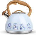 Tea Kettle Whistling Teapot with Wood Pattern Handle - 2.7 Quart